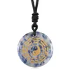 Collier pendentif Chakra Lapis obsidienne améthyste naturel, 1 pièce, cristal gravé, guérison Reiki Yin-yang, huit trigrammes