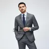 Men's Suits Handsome Grey For Mens Business Blazer Hombre Slim Fit Wedding Groom Tuxedo Daily 2 Piece Set Costume Homme Jacket Pants