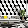 Wallpapers Modern Three-dimensional Lattice Wallpaper Black White Grey Geometric Home Living Room Sofa Background Wall Sticker