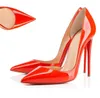 Gratis frakt mode kvinnor röda botten skor svart mocka punkt tå tunna klackar höga klackar pumpar stilettos skor för kvinnor 120mm