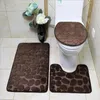 Tapis de bain 3 pièces, ensemble de tapis de salle de bain, de toilette, de douche antidérapante en flanelle, couverture de couvercle de maison, tapis de sol