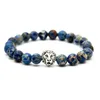 Magnifique Bracelet tête de Lion couleur argent, 1 pièce, fait avec neuf Styles, perles en pierre naturelle de 8mm, pour hommes 267S