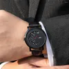 Montres-bracelets minimaliste marque de mode hommes montre conception créative calendrier montres à quartz décontracté bracelet en cuir noir cadeaux mâle