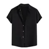 Men's Casual Shirts Spring Summer Solid Color Cotton Loose Lapel Short Sleeve Shirt Tops Chemise Homme Luxe Haute Qualite