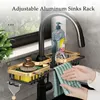 Kitchen Storage Sinks Rack Aluminum Drain Adjustable Faucet Holder Sponge Soap Drainer Shelf Basket Organizer Bathroom Accessory