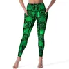 Pantalon actif noir damassé Yoga vert Ombre Leggings de gymnastique Push Up collants de sport extensibles Kawaii Legging personnalisé cadeau d'anniversaire