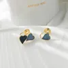 Boucles d'oreilles Kpop deux tons de couleurs diverses géométriques nacrées en émail pour femmes asymétriques jolies filles douces