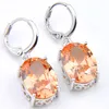 10PRS TUCKSHINE CLASSIC Fashion Fire Oval Morganite Cubic Zirconia Gemstone Silver Dangle örhängen för Holiday Wedding Party230U