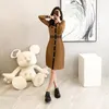 Casual Jurken 2023 Herfst Winter Stijl Kleine Geur O-hals Lange Mouwen Gebreide Jurk Vrouwen Stijlvolle Elegante Trui vestidos