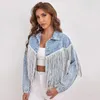 Women's Jackets Spring Autumn Women Loose Tassel Washed Blue Denim Jacket Streetwear Female Retro Short Coat Ladies Outwear