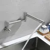 Kitchen Faucets Pot Filler Faucet Double Joint Spout Folding Stretchable Swing Arm Stainless Steel Wall Mount Cold Water Sink Tap