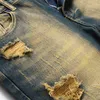 Heren jeans retro blauw streetwear heren gescheurde denim broek gat geruïneerd slim-fit rechte nostalgische broek maat 28-40