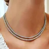 Nouveau luxe 4mm 5mm Hip Hop couleur argent gothique Tennis collier cou chaîne longue pour hommes hommes femmes bijoux Whole218U