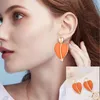 Hoop Earrings Fashion Retro Personality Exaggerated Color Spray Paint Love Clip On For Women Pearl Small