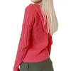 Maglieria da donna Felpa con cappuccio all'uncinetto slim fit da donna Maglione con cappuccio con zip a maniche lunghe tinta unita rosa S/M/L