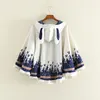 Damesjassen Japan Stijl Oren Capuchon Mantel Jas Gedrukt Vrouwen Tops Losse Brede Korte Cape Preppy Jas Lolita Jaqueta