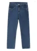 Mäns jeans chenxian2023 rak ben all-match fast färg för män och kvinnor samma stil icke-elastisk lätt flare mörkblå