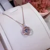 Classic Romantic Fashion Jewelry Real 925 Sterling Silver&Rose Gold Fill Round White Topaz CZ Diamond Dancing Pendant Clavicle Nec285S