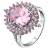 Cluster Ringe Hainon Runde Ring Engagement Elegante Rosa Silber Farbe Gefüllt CZ Schmuck Für Frauen Liebe Bague Anillos Mujer Geschenk