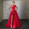 Röda aftonklänningar 2023 med Dubai Middle East High Split Formal Gowns Party Prom Dress Sash Plus Size Vestidos de Festa Red Carpet