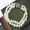 Bracelet de perles d'eau douce Patoto blanc crème, deux brins entiers, 6-7mm, 279y