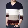 Men's Sweaters 2023 Cotton Sweater Men Casual V-neck High Quality Pullover Knitted Male Winter Brand Mens Knitwear B10