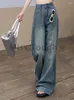 Damesjeans Franse vintage wijde pijpen dames effen streetwear hoge taille denim broek vrouwelijk Koreaanse stijl baggy causaal herfst 2023