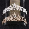 Clips de cheveux coréens Bride Crystal Crown Jewelry Righestone Pageant Bandons Head Poice pour femmes Tiaras ANNIVERS