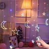 LED icicle Star Moon Lamp Fairy Curtain String Lights Christmas Garland Outdoor For Bar Home Wedding Party Garden Window Decor Y20271k