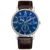 Three Eyes Flat Watch Quartz Classic Fashion Mens Wristwatch2501