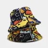 Wide Brim Hats Bucket Hats Winter Bucket Hats Cartoon Fluffy Fur Men Women Panama Hat Yellow Duck Print Warm Fisherman Cap 230928