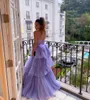 Robe de bal Sexy à bretelles Spaghetti, ligne A, jupe superposée en Tulle froncée, robes de soirée formelles avec ceinture à nœud, 2023