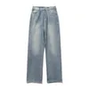 Jeans pour hommes Simple Couleur Solide Casual pour hommes Tube droit Ajustement ample Pantalon long Jambe large Mens Streetwear