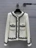 Manteau en tricot pour femmes, ceinture teinte en fil, classique, Double poche, tridimensionnel, Version de couture, Type 2023, automne
