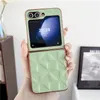 Luxury Plaid Print Leather Plating Vogue Phone Case for Samsung Galaxy Z Folding Flip4 Flip3 Flip5 5G Slim Full Protective Soft Bumper Solid Color Lattice Fold Shell