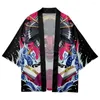 Этническая одежда, черная уличная одежда с рисунком японской красавицы Праджня, повседневное японское кимоно, пляжные шорты юката, кардиган Харадзюку