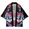 Roupas étnicas Desenhos animados Japão Beleza Prajna Impresso Preto Streetwear Casual Japonês Kimono Beach Shorts Yukata Harajuku Cardigan