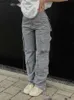 Projektanci Pole Męskie Spodnie Vintage Spodnie w lupgy spodnie damskie mody 90. kieszenie streetwearne szerokie g talia proste y2k dżinsowe spodnie kombinezonowe 82334