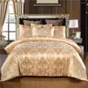 Bedding Sets European Style Satin Jacquard Beding Set Luxury Solid Color Textile Duvet Cover King Size Double Bed Bedspreads Be39