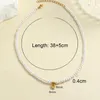 Pendant Necklaces Bohemian Yellow Crystal Love Heart Imitation Pearl Necklace For Women Stainless Steel Cold Color Clap