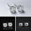 Solitaire Charm 6mm 8mm Lab Diamond Stud Earring Real 925 스털링 실버 보석 약혼 웨딩 이어링 여성 men275J