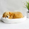 Decorative Objects Figurines Simulation Breathing Dog Control Action Figures Battery Soft Stuffed Plush Animal Ornaments Girls Kids Lover Children Gift 230928