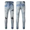 Jeans pour hommes Blue Quality Street Mens Fashion Distressed Casual Crayon Biker Skinny Denim Pantalon Stretch Détruit Bandana Côtes