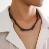 Salircon – collier ras du cou Vintage en perles de bois marron naturel, clavicule, bohème, pierre géométrique, été, plage, surfeur, bijoux décontractés