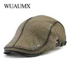 Baretten Wuaumx Herfst Winter Gehaakte Baret Gesp Hoeden Voor Mannen Cap Vrouwen Militaire Vizieren Dikker Wol Warmer Gebreide Pet 230928