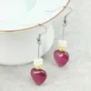 Kolczyki Dangle 12 mm Serce Kształt czerwony jades chalcedony kropla z białą żywicą abakus