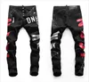 Jeans Designer for Mens Pant Stacked Jeans Embroidery Distressed Ripped Biker Slim Straight European Jean Hombre Men Pants Trousers