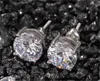 18K Gold Plated Princess Cut Solitaire Laboratory Diamond Stud Earrings Screw Back