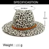 Inverno leopardo impressão fedora chapéus para mulheres moda plana aba larga lã feltro jazz fedora chapéus para homens leopardo goth topo vintage wedd2044