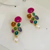 Collier boucles d'oreilles ensemble bijoux de mode 925 aiguille en argent joli design géométrique émail coloré balancent goutte pour femmes fille 2023 tendance